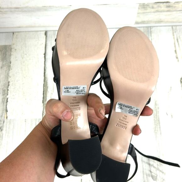 SCHUTZ Women’s 11 Kelsie Black Leather Platform Strappy Block Heel Sandals - Picture 9 of 10